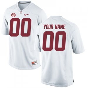 NCAA Men's Alabama Crimson Tide #00 Custom Stitched College Embroidered Nike Authentic White Football Jersey PA17T74FC